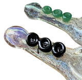 4” - Large - Color Changing - Silver Fumed Frit with Marble Accents - Handblown - Glass Hand Pipe