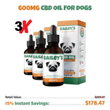 Bailey's CBD - Oil For Dogs - 600MG - 60ML - Large Size Bottle - Best Value