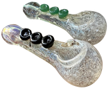 4” - Large - Color Changing - Silver Fumed Frit with Marble Accents - Handblown - Glass Hand Pipe